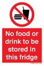 PH7882: No food or drink to be stored in this fridge
