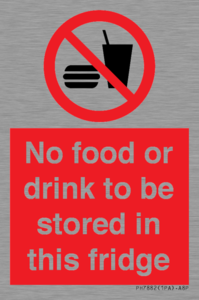 PH7882: No food or drink to be stored in this fridge
