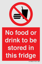PH7882: No food or drink to be stored in this fridge