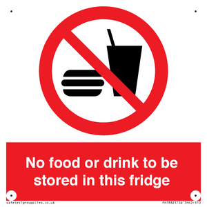 PH7882: No food or drink to be stored in this fridge