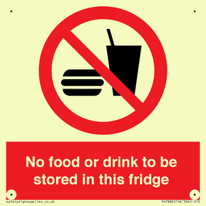 PH7882: No food or drink to be stored in this fridge