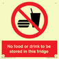 PH7882: No food or drink to be stored in this fridge