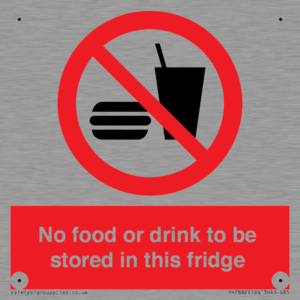 PH7882: No food or drink to be stored in this fridge