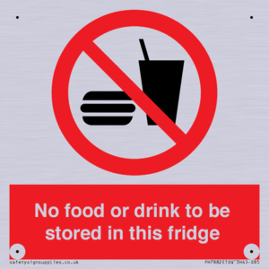 PH7882: No food or drink to be stored in this fridge