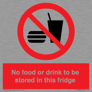 PH7882: No food or drink to be stored in this fridge
