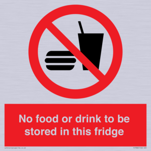 PH7882: No food or drink to be stored in this fridge