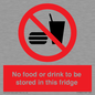 PH7882: No food or drink to be stored in this fridge