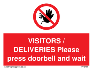 PP6155: VISITORS / DELIVERIES Please press doorbell and wait
