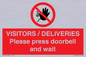 PP6155: VISITORS / DELIVERIES Please press doorbell and wait