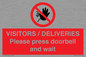 PP6155: VISITORS / DELIVERIES Please press doorbell and wait