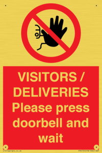 PP6155: VISITORS / DELIVERIES Please press doorbell and wait
