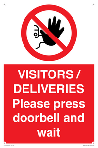 PP6155: VISITORS / DELIVERIES Please press doorbell and wait