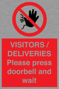 PP6155: VISITORS / DELIVERIES Please press doorbell and wait