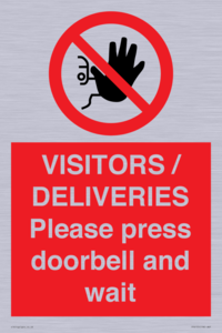 PP6155: VISITORS / DELIVERIES Please press doorbell and wait