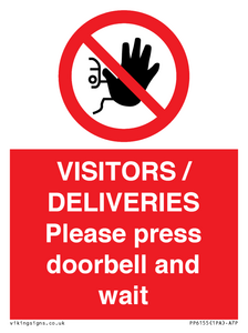 PP6155: VISITORS / DELIVERIES Please press doorbell and wait