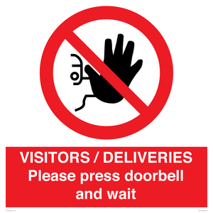 PP6155: VISITORS / DELIVERIES Please press doorbell and wait