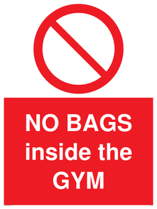 PP6169: NO BAGS inside the GYM