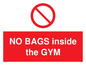 PP6169: NO BAGS inside the GYM
