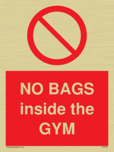 PP6169: NO BAGS inside the GYM