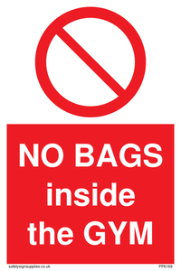 PP6169: NO BAGS inside the GYM