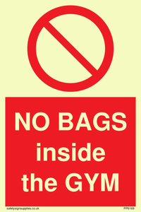 PP6169: NO BAGS inside the GYM