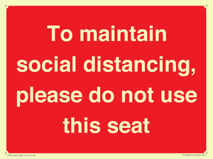 PP7025: To maintain social distancing, please do not use this seat