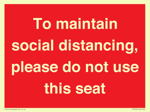 PP7025: To maintain social distancing, please do not use this seat