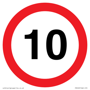 PR543: 10mph or 10kph road speed sign