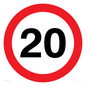 PR545: 20mph or 20kph road speed sign