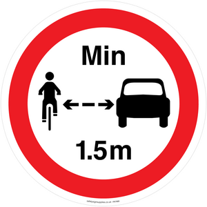 PR7868: No closer than 1.5m when passing cyclists