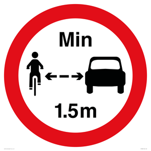 PR7868: No closer than 1.5m when passing cyclists