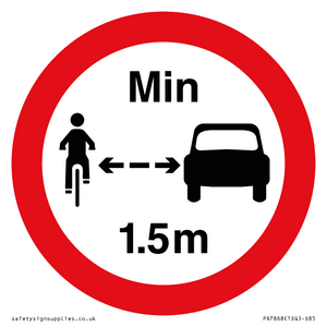 PR7868: No closer than 1.5m when passing cyclists