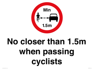 PR7879: No closer than 1.5m when passing cyclists