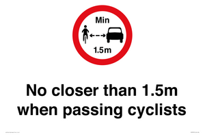 PR7879: No closer than 1.5m when passing cyclists