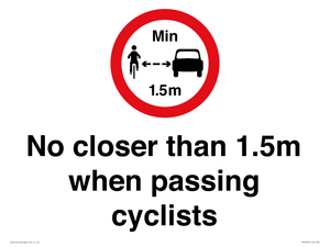 PR7879: No closer than 1.5m when passing cyclists