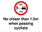 PR7879: No closer than 1.5m when passing cyclists