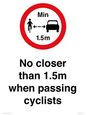 PR7879: No closer than 1.5m when passing cyclists
