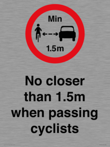 PR7879: No closer than 1.5m when passing cyclists