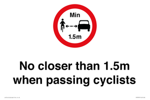 PR7879: No closer than 1.5m when passing cyclists