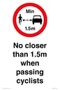 PR7879: No closer than 1.5m when passing cyclists