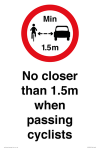 PR7879: No closer than 1.5m when passing cyclists