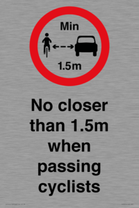 PR7879: No closer than 1.5m when passing cyclists