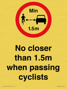 PR7879: No closer than 1.5m when passing cyclists