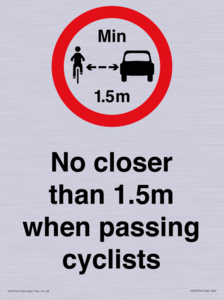 PR7879: No closer than 1.5m when passing cyclists