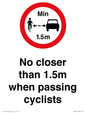 PR7879: No closer than 1.5m when passing cyclists
