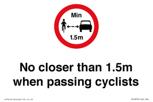 PR7879: No closer than 1.5m when passing cyclists