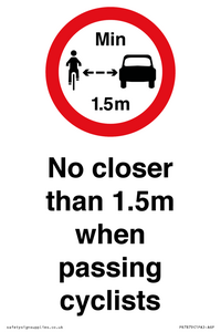 PR7879: No closer than 1.5m when passing cyclists