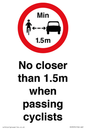 PR7879: No closer than 1.5m when passing cyclists