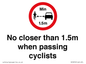 PR7879: No closer than 1.5m when passing cyclists