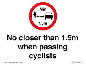 PR7879: No closer than 1.5m when passing cyclists